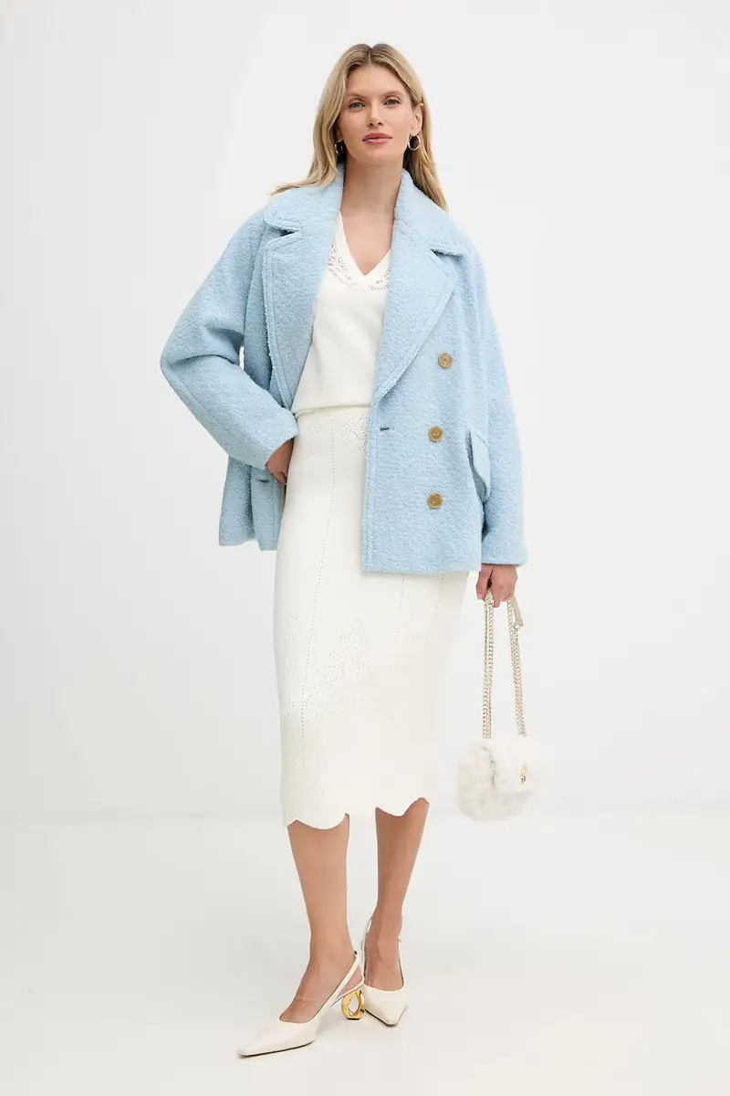 gonna con aggiunta di lana Beige miniatura 2