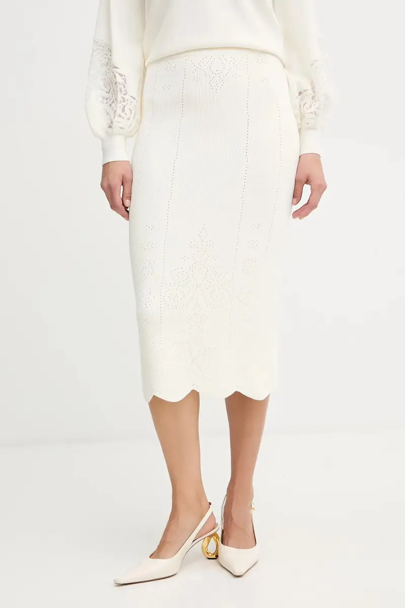 gonna con aggiunta di lana Beige