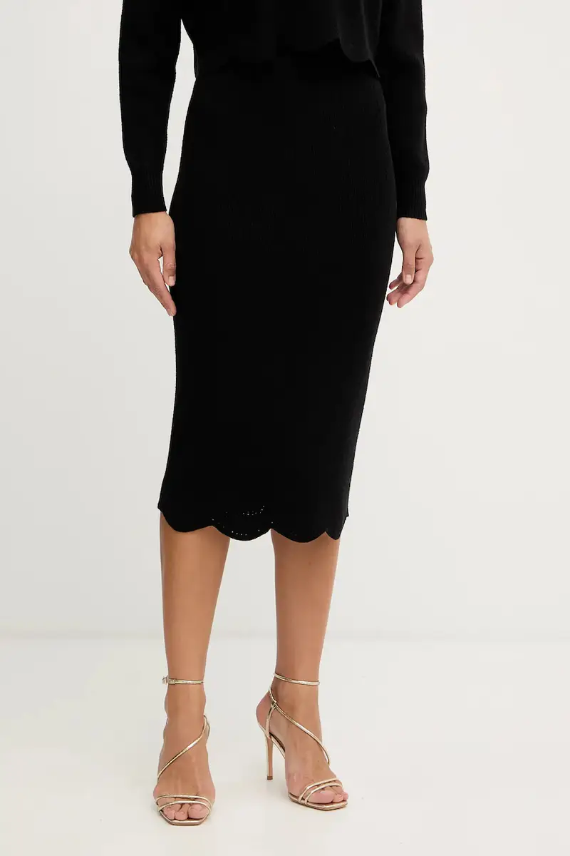 gonna con aggiunta di lana Nero