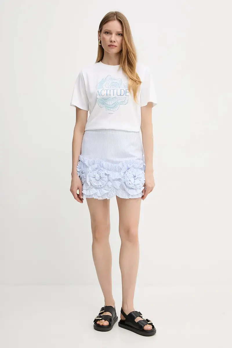 gonna in cotone colore blu 251AX2059 miniatura 2