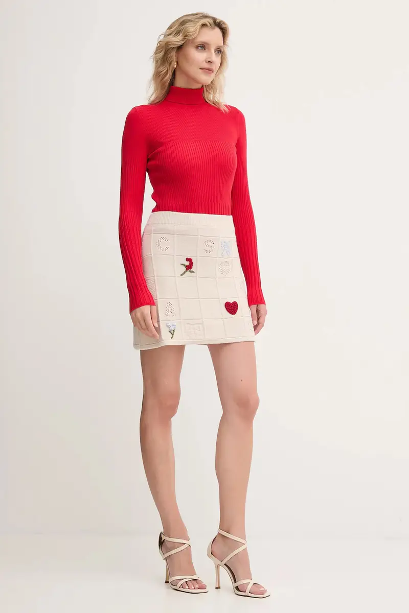 gonna in lana Beige miniatura 2