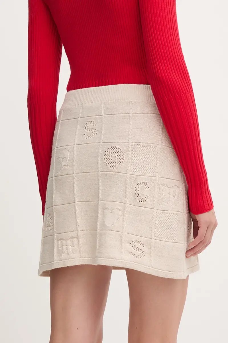 gonna in lana Beige miniatura 3