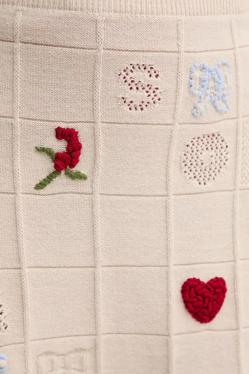 gonna in lana Beige miniatura 4