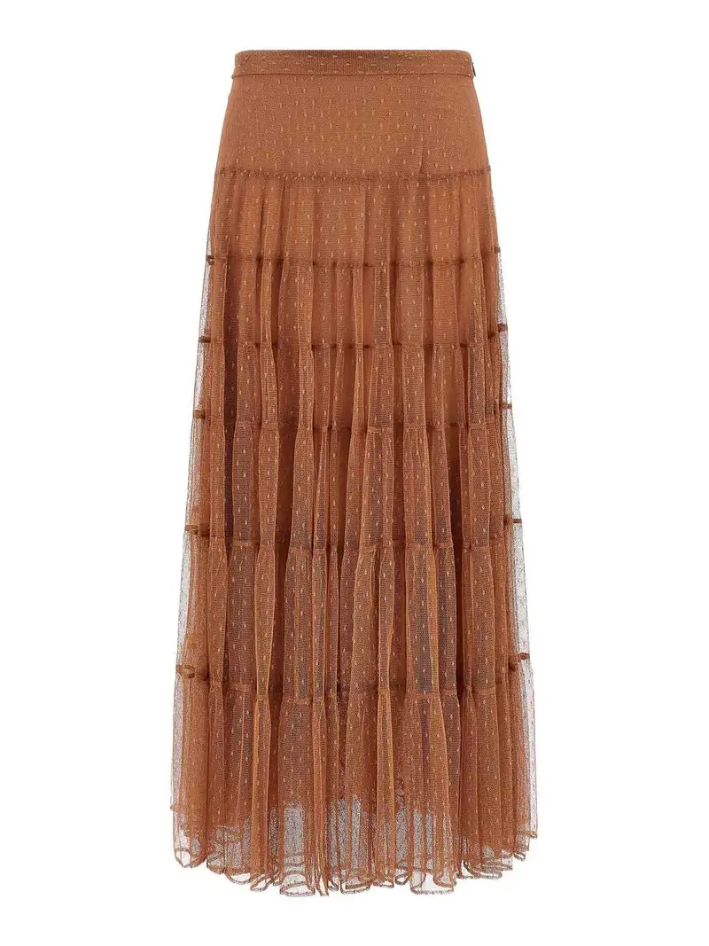 Gonna in tulle plumetis Marrone