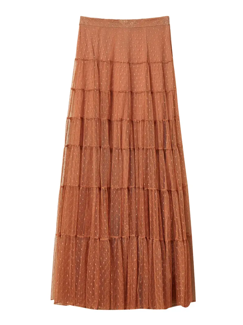 gonna longuette twin set da donna - marrone