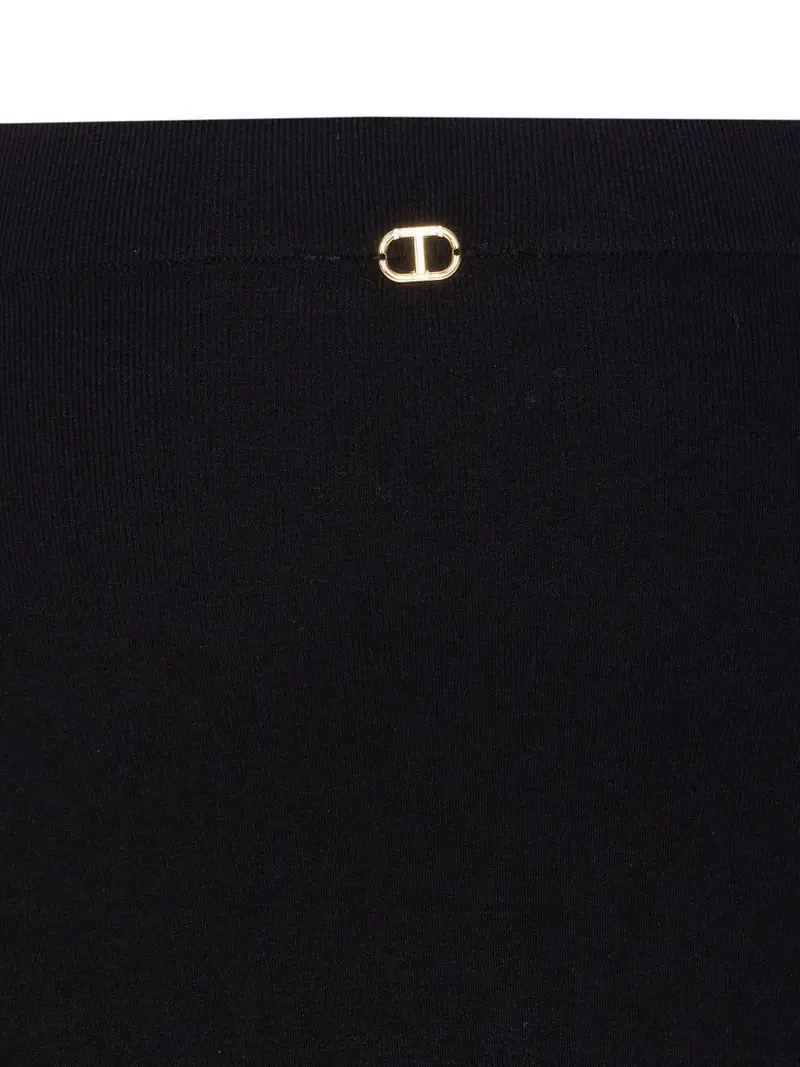 Gonna Midi Nera Con Bordo in Pizzo Nero miniatura 2