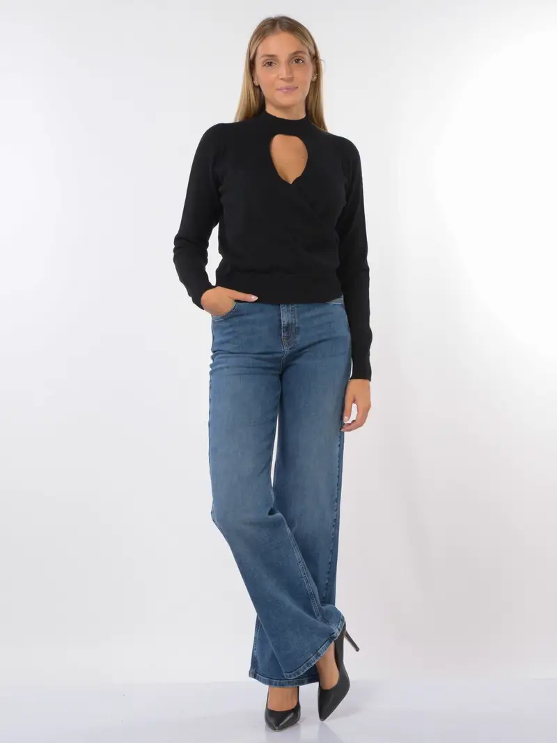 jeans da donna Twinset wide leg e cinque tasche Blu miniatura 2