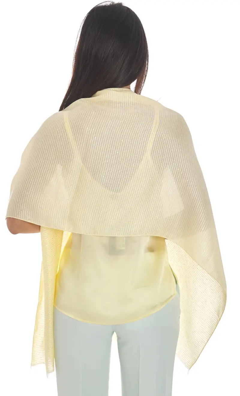 TWINSET Kefiah con paillettes e logo, colore giallo miniatura 2