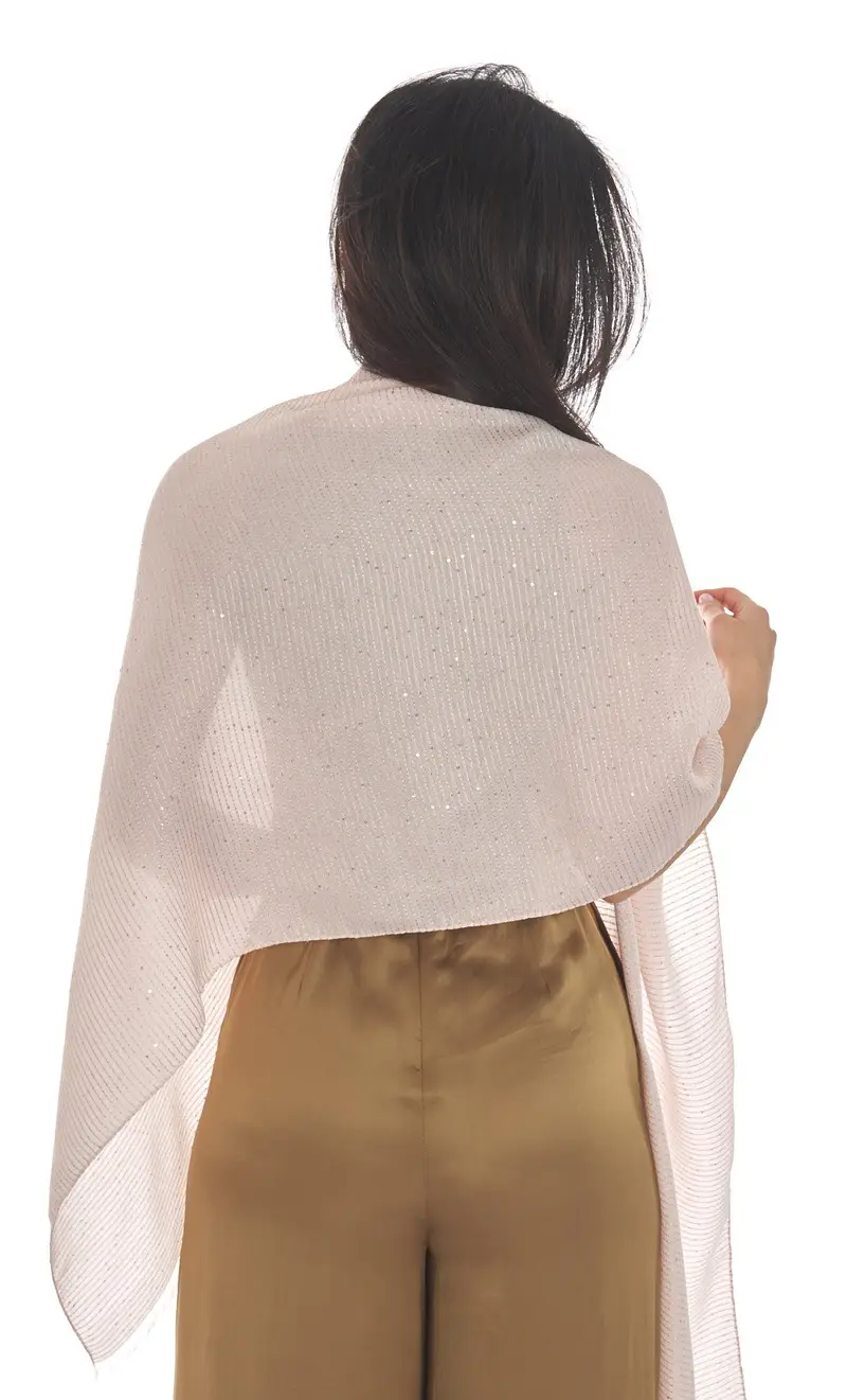 TWINSET Kefiah con paillettes e logo, colore rosa miniatura 2