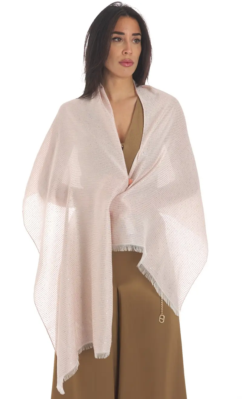 TWINSET Kefiah con paillettes e logo, colore rosa