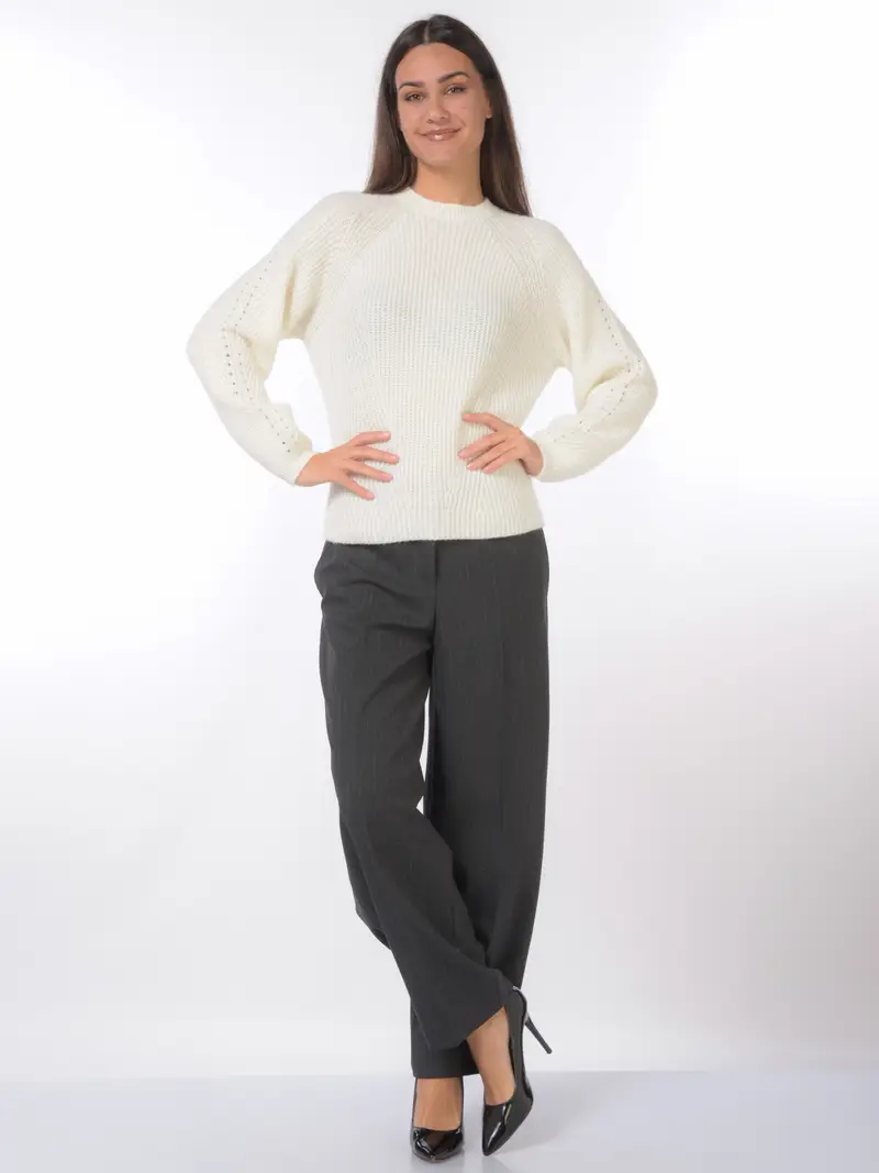 maglia da donna Twinset a costine con spacchi BEIGE miniatura 2