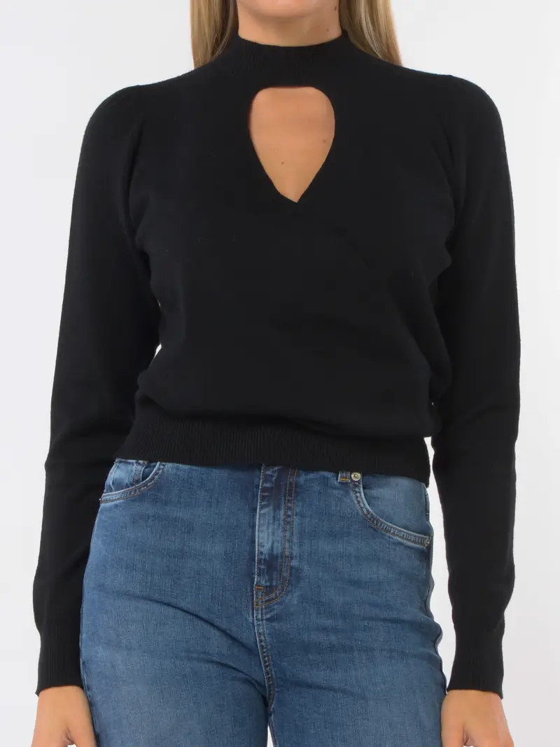 maglia da donna Twinset con cut-out e incrocio NERO