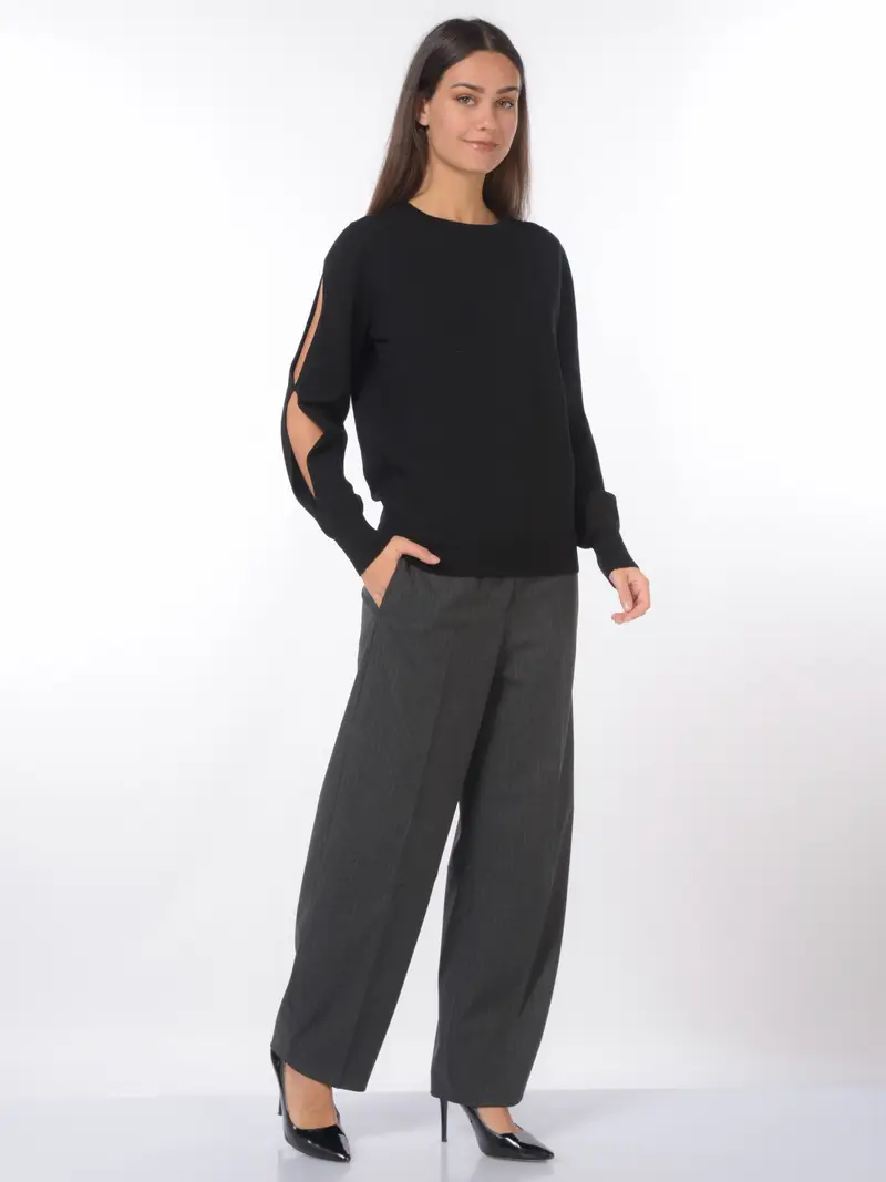 maglia da donna Twinset girocollo con aperture NERO miniatura 2