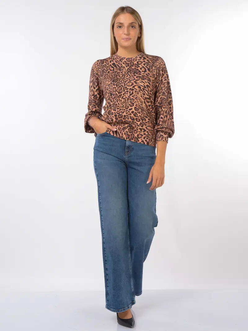 maglia da donna Twinset in viscosa a fantasia animalier MARRON miniatura 2