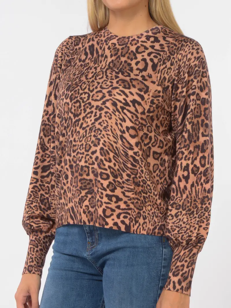 maglia da donna Twinset in viscosa a fantasia animalier MARRON