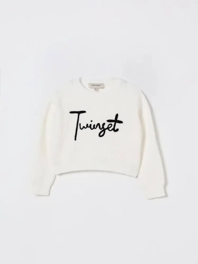 maglia girocollo bianca con logo