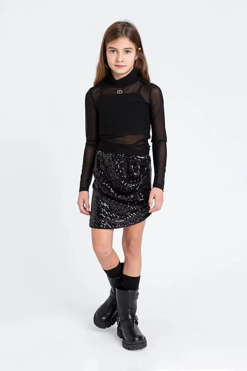 maglietta a maniche lunghe per bambini colore nero 252GJ2310