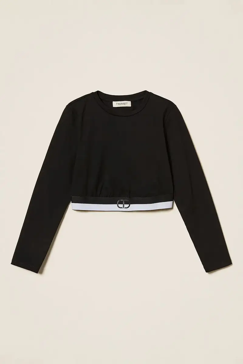 maglietta a maniche lunghe per bambini colore nero 252GJ2322 miniatura 2