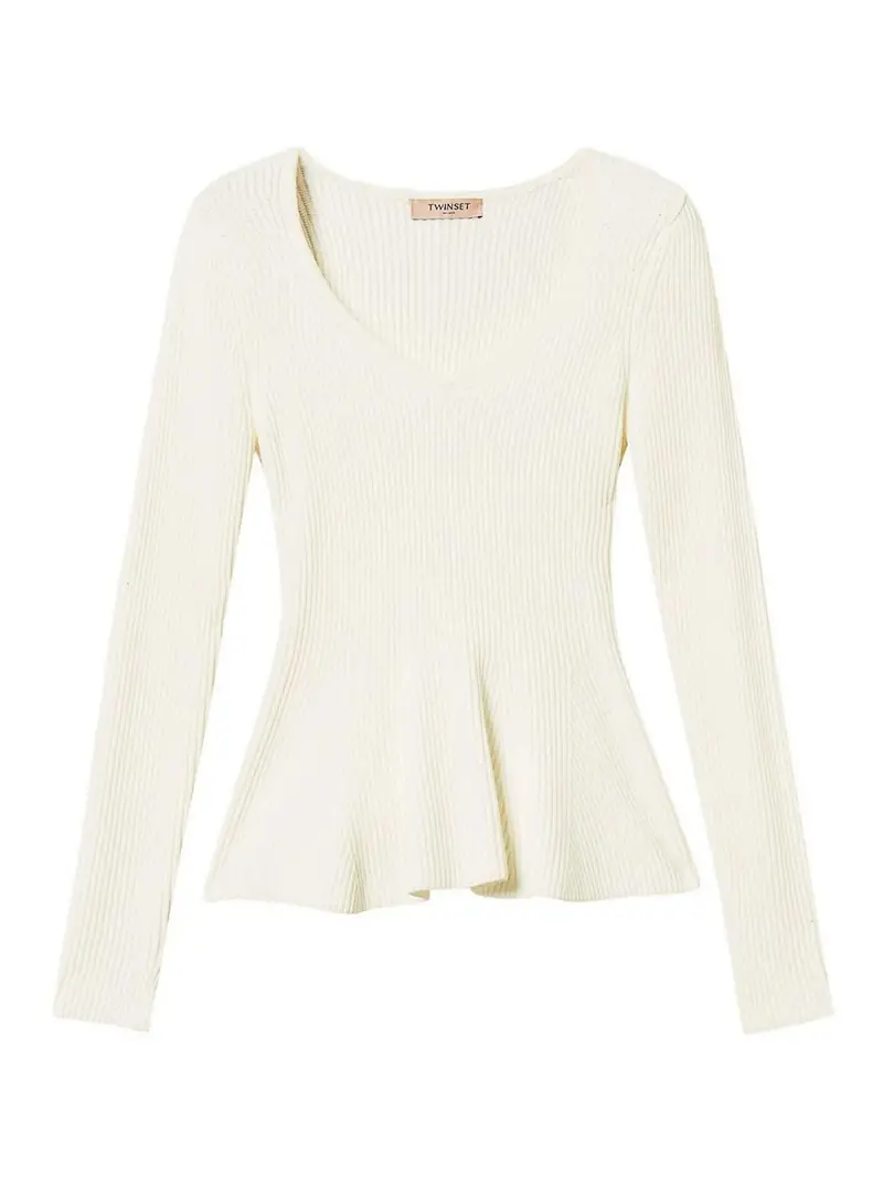 Maglione A Coste Bianco