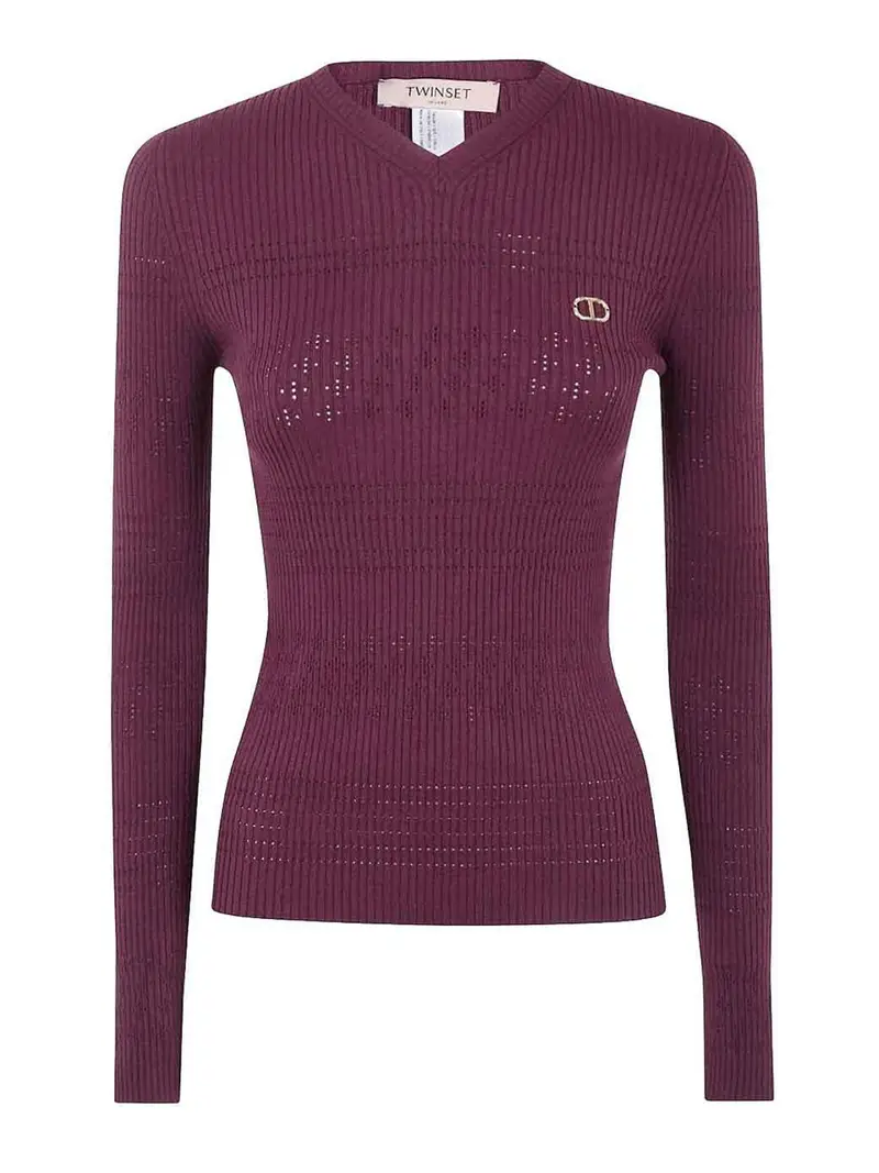 Maglione A Coste Viola