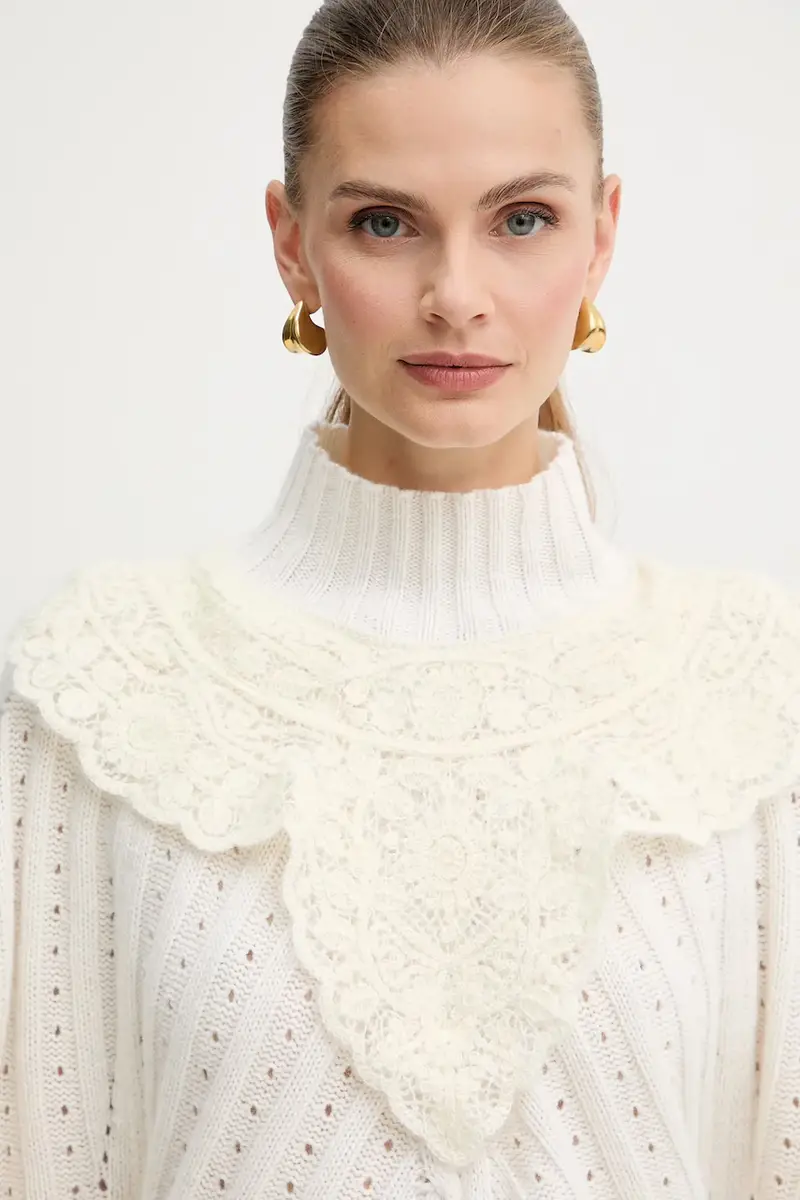 maglione con lana Beige miniatura 5