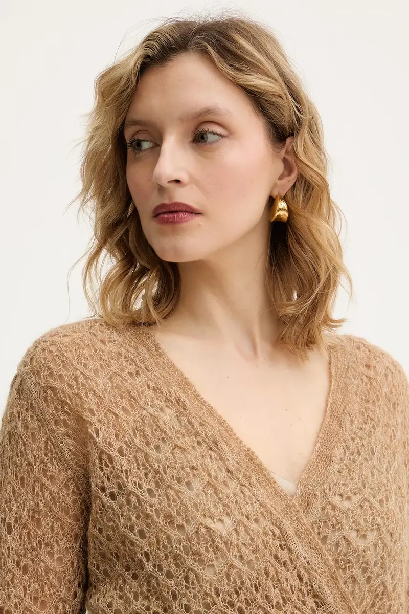 maglione con mohair Beige miniatura 4