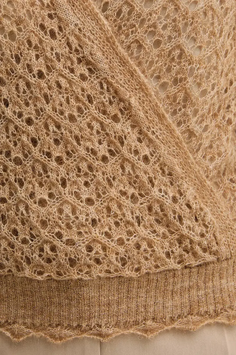 maglione con mohair Beige miniatura 5