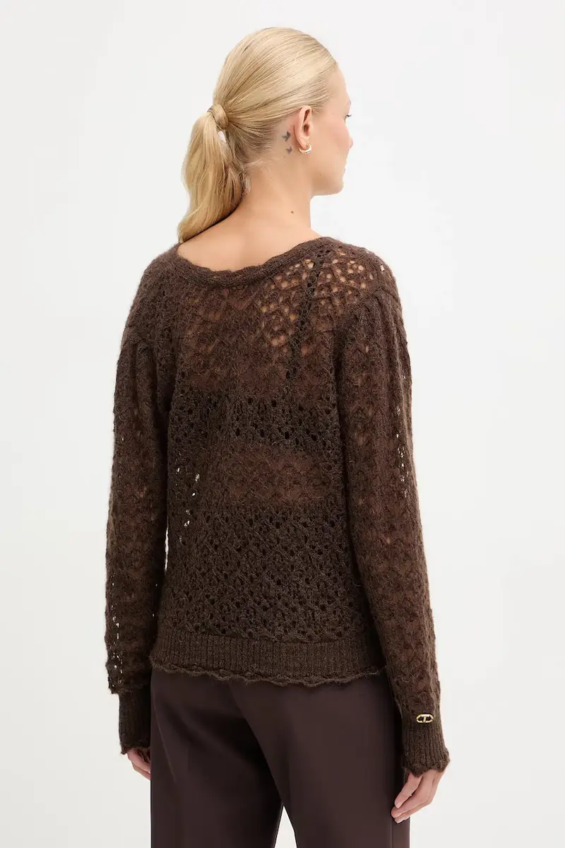 maglione con mohair Marrone miniatura 3