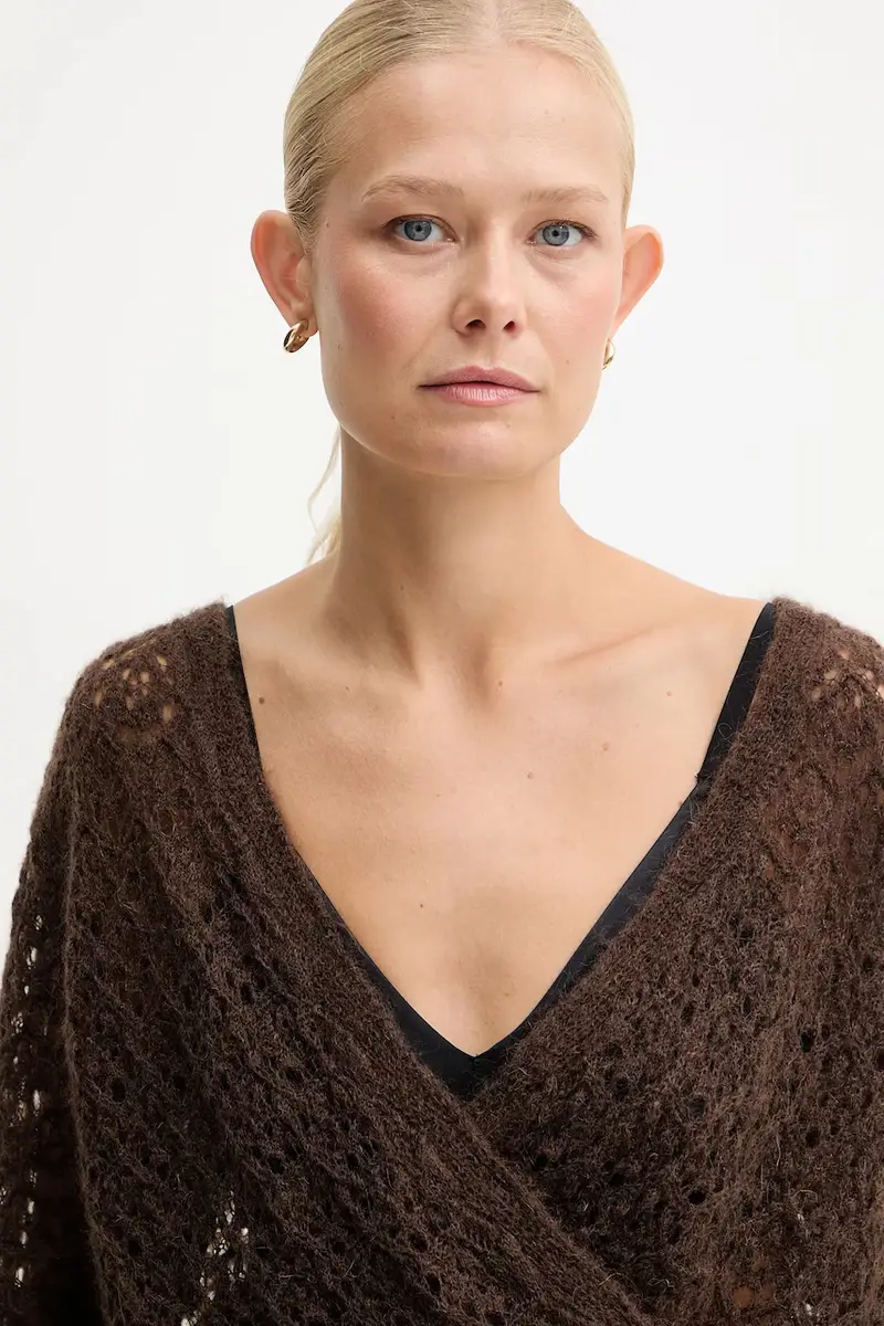 maglione con mohair Marrone miniatura 4