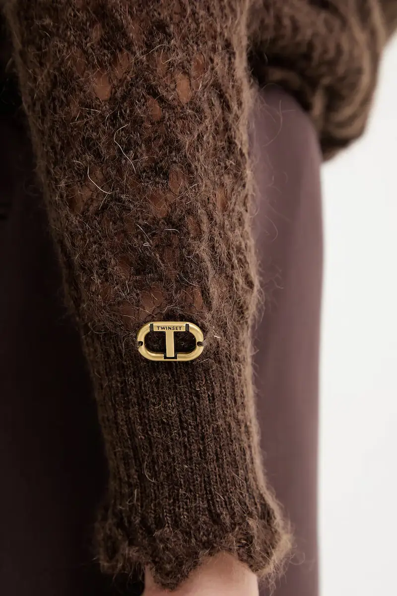 maglione con mohair Marrone miniatura 5