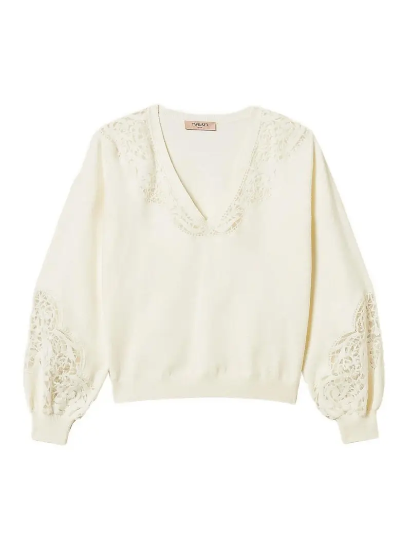 Maglione Con Scollo A V Bianco