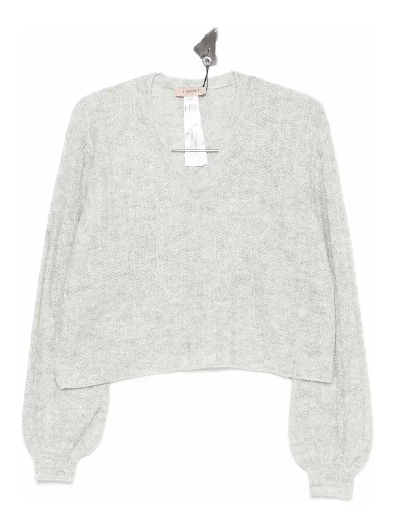 Maglione Con Scollo A V Grigio