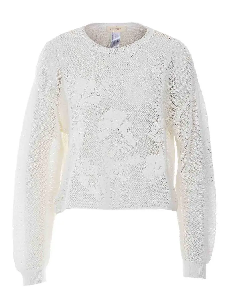 Maglione lavorato a maglia bianco