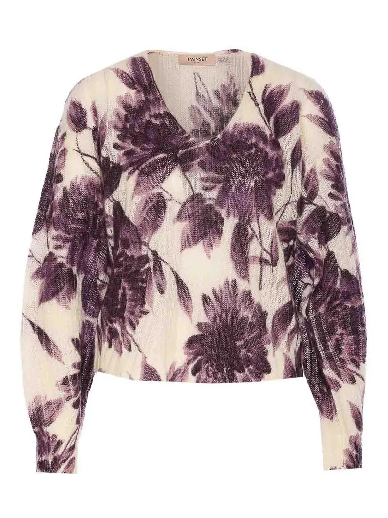 Maglione viola e bianco