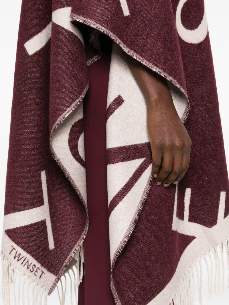 Mantella Borgogna con Stampa e Frange Vinaccio miniatura 2