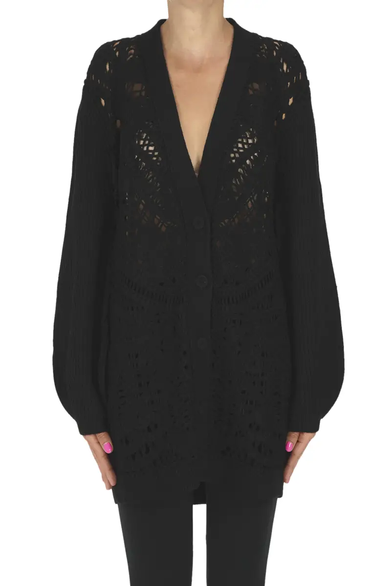 Maxi cardigan in maglia lavorata