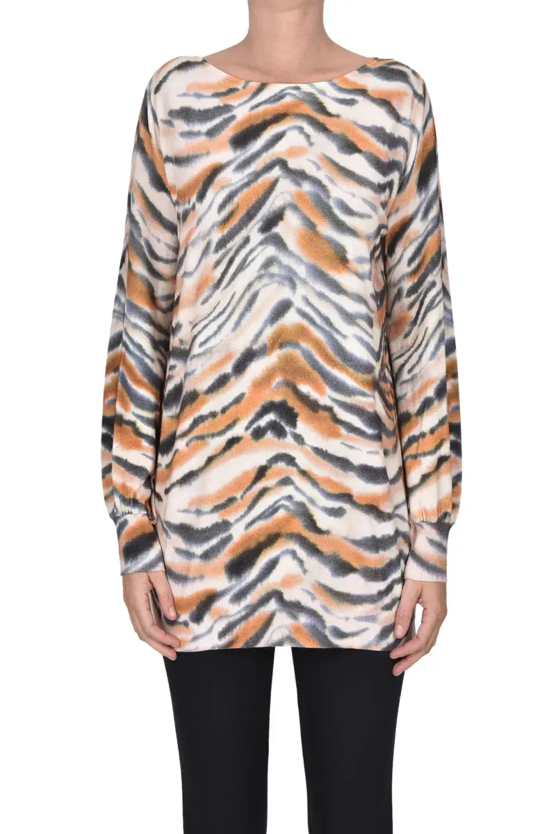 Maxi maglia in viscosa stampata Multicolore