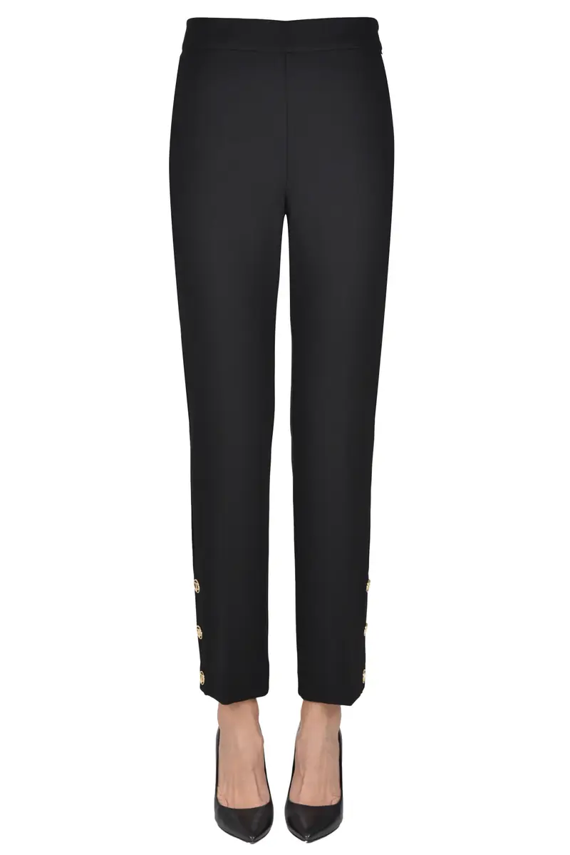 Pantaloni cropped in jersey Nero