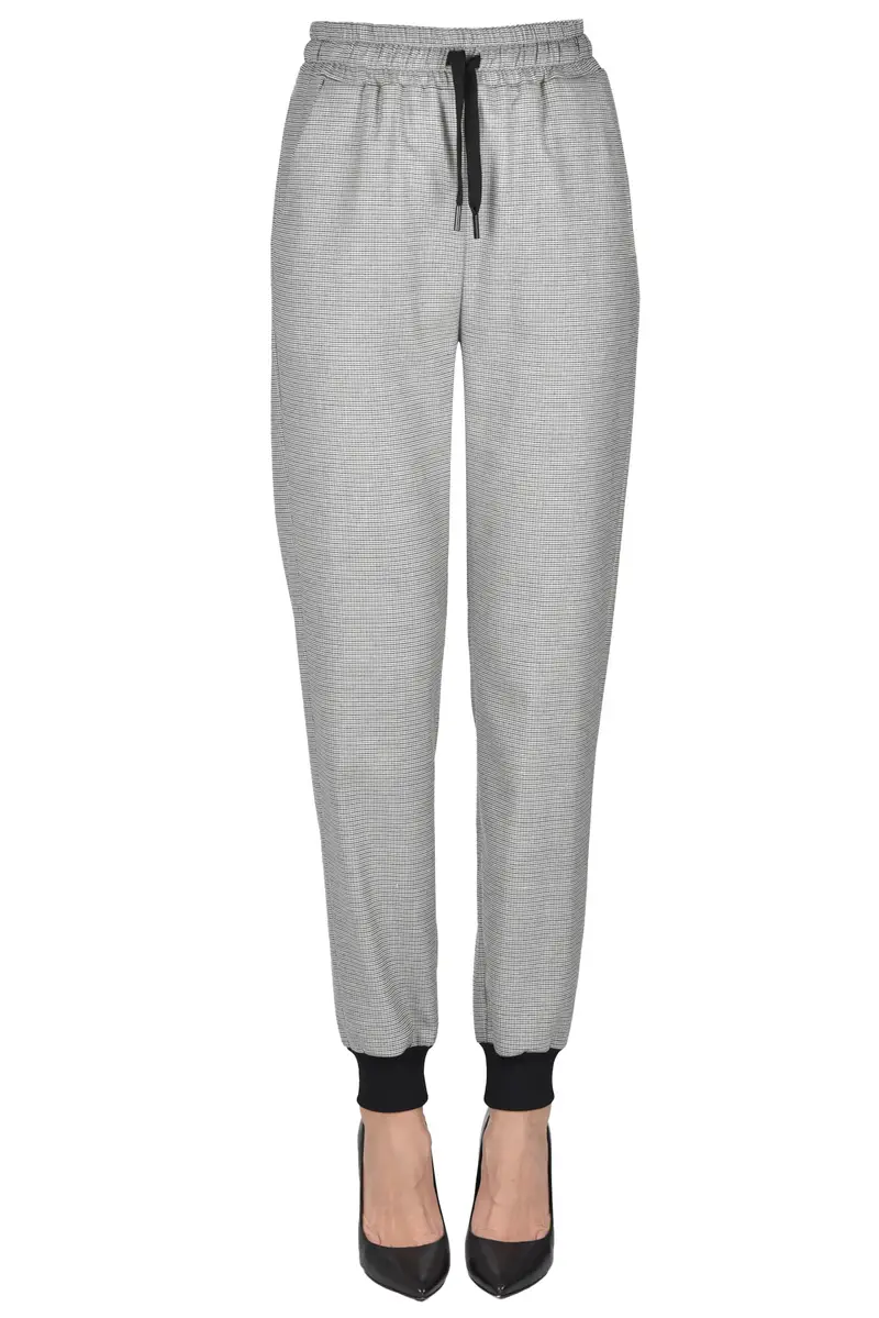 Pantaloni joggings micro pied de poule Multicolore