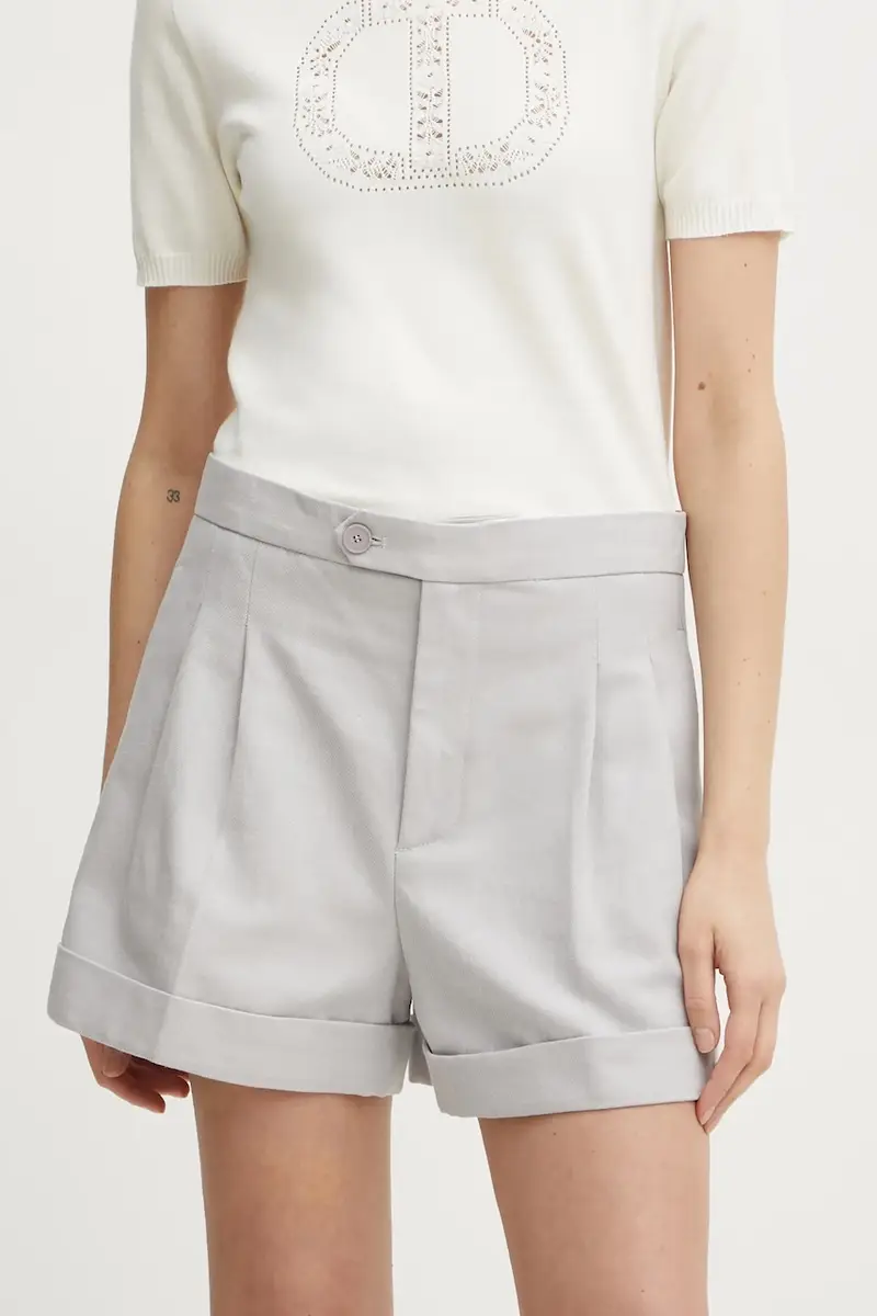 pantaloncini in lino misto colore grigio 251TP2764