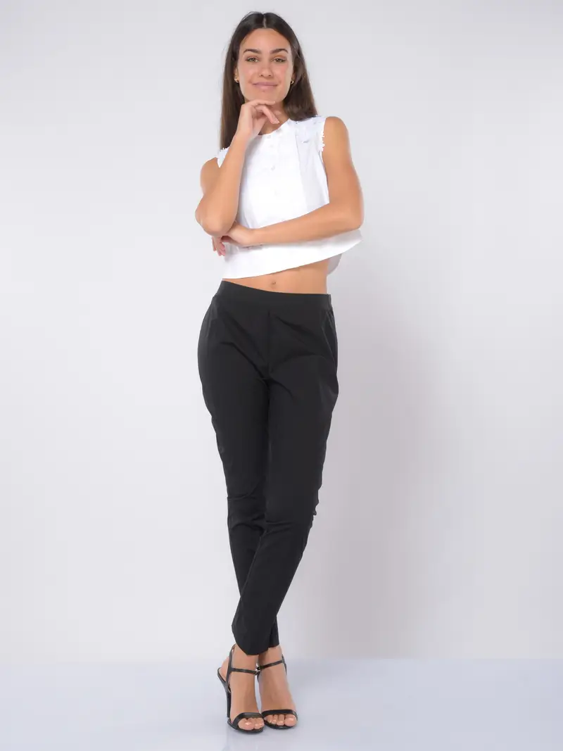 pantalone da donna Twinset a sigaretta con elastico NERO miniatura 2