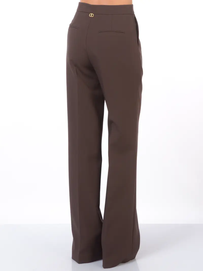 pantalone da donna Twinset dritto in crepe MARRON miniatura 2