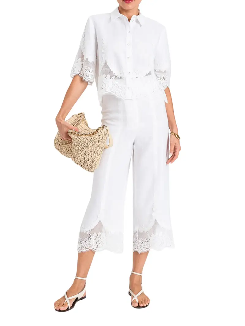 pantalone palazzo twin set da donna - bianco