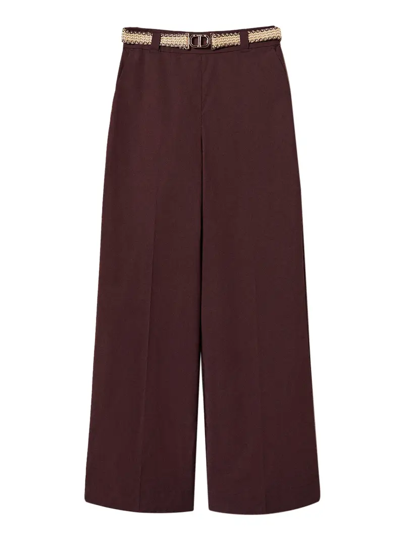 pantalone palazzo twin set da donna - marrone