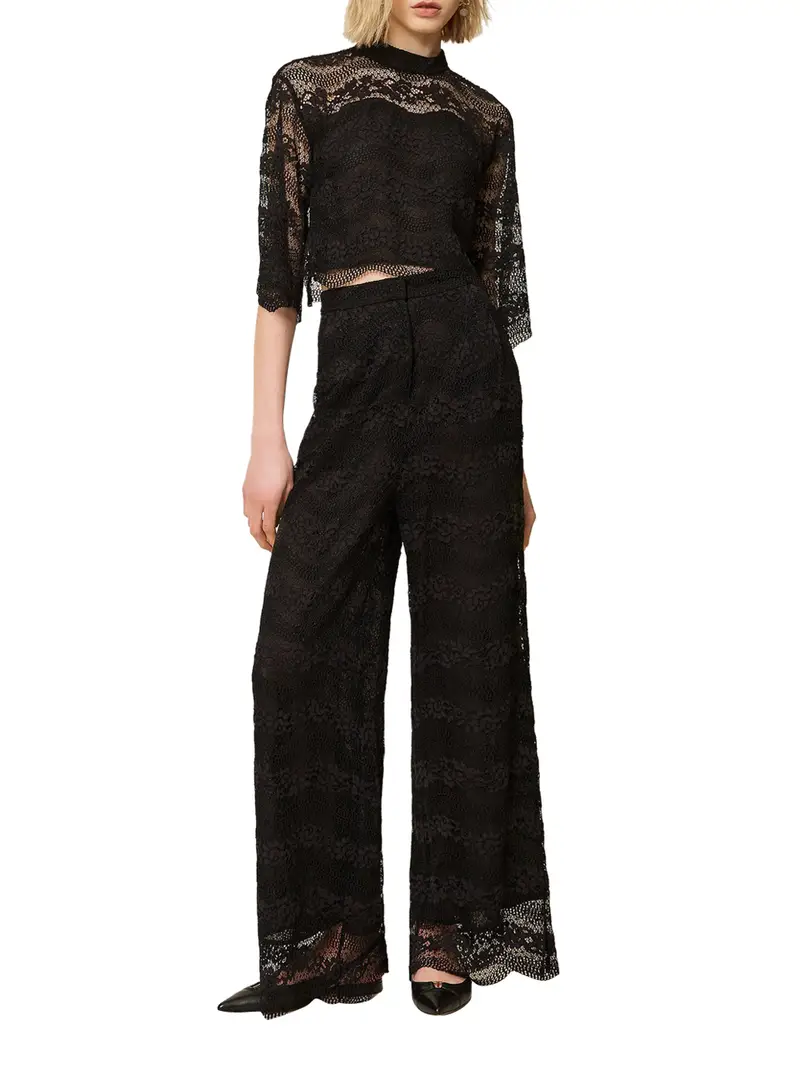 pantalone palazzo twin set da donna - nero