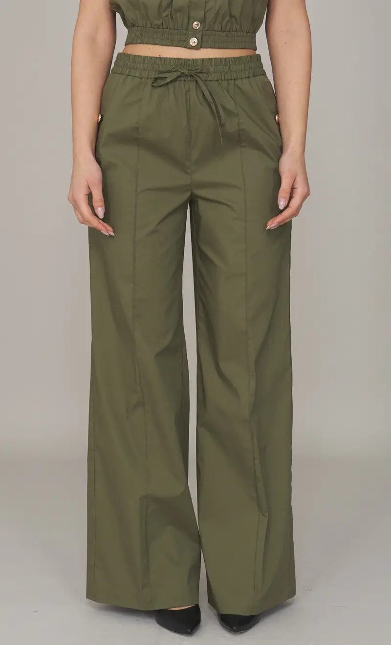 Pantalone twinset ampio con elastico, colore militare