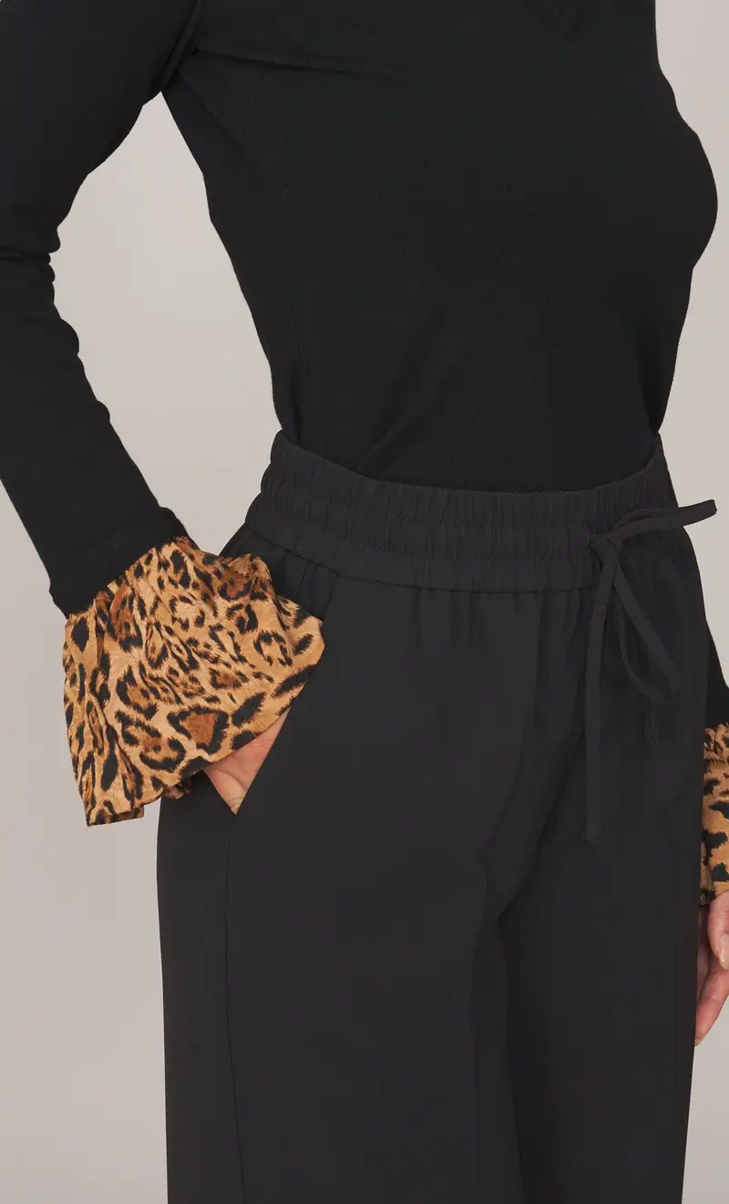 TWINSET Pantalone ampio con elastico in vita, colore nero miniatura 2