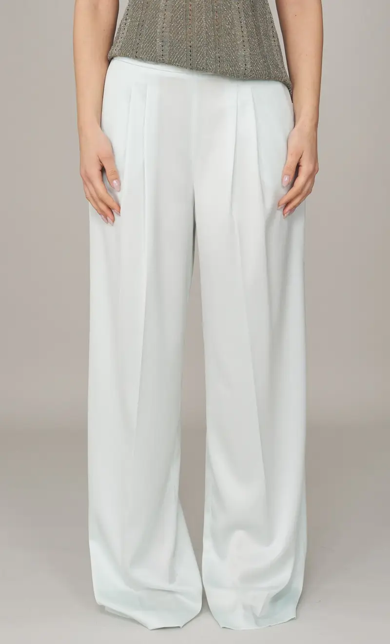 Pantalone twinset ampio con pinces, colore verde acqua