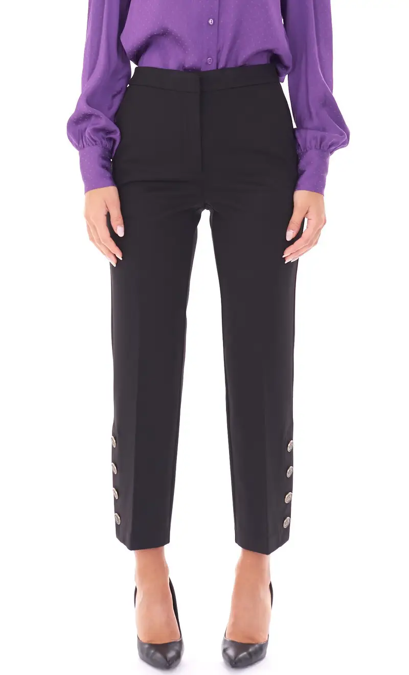 Pantalone twinset con bottoni alla caviglia, colore nero