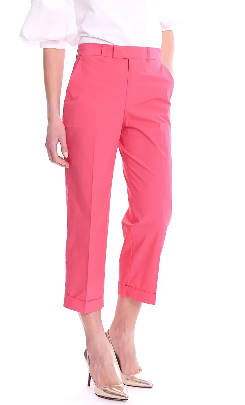 Pantalone twinset dritto alla caviglia, colore fuxia